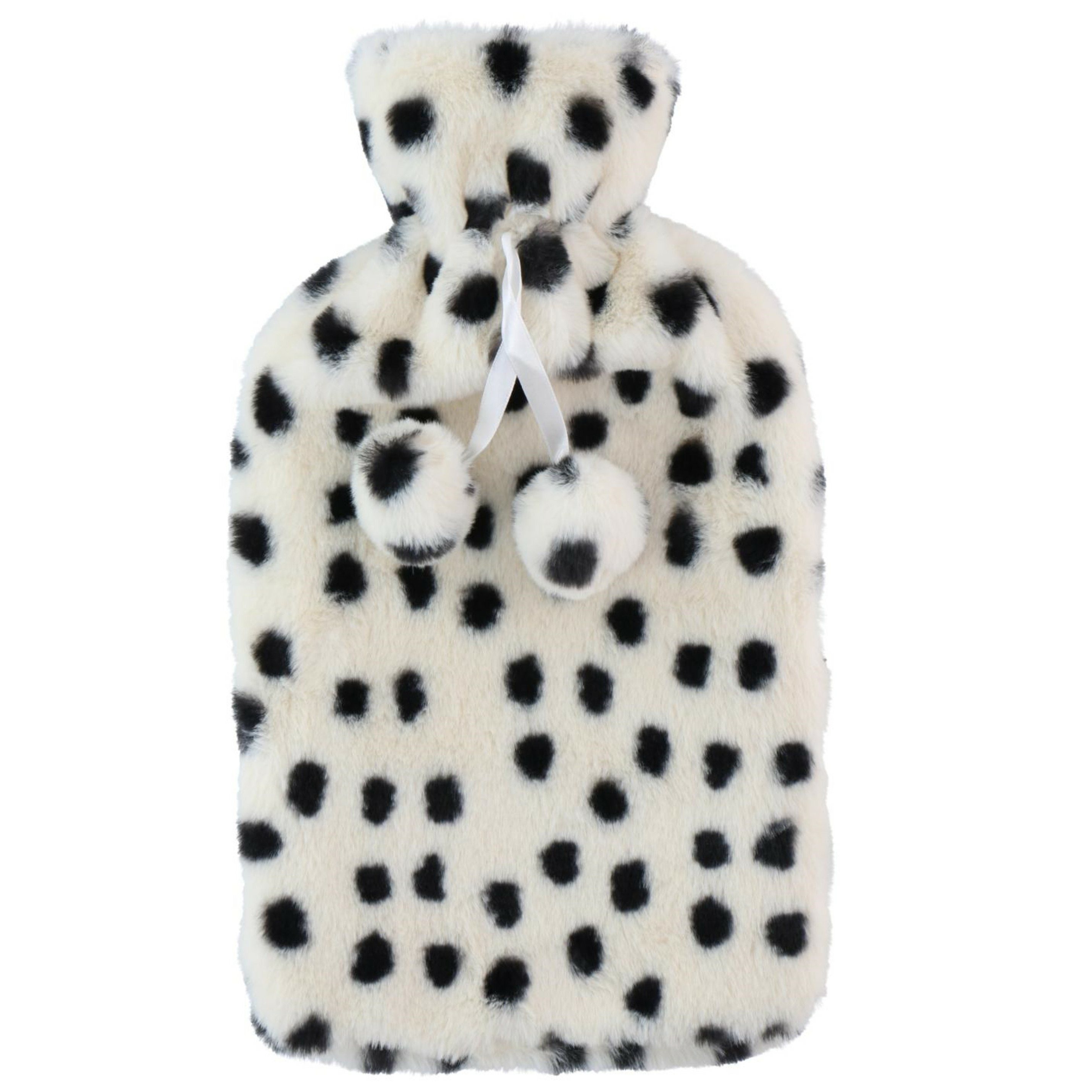 Home & Styling Warmwaterkruik - 2L - wit/zwart - met hoes - kruik - stippen -