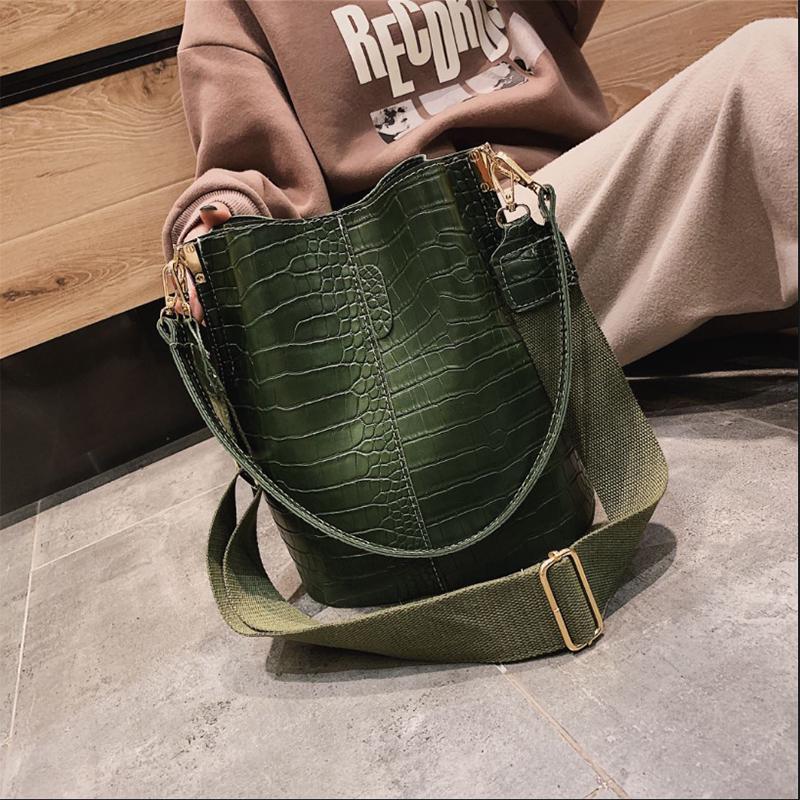 YOUHUAGUO Dames krokodillenpatroon leren tas schoudertas Messenger handtas CODE groen