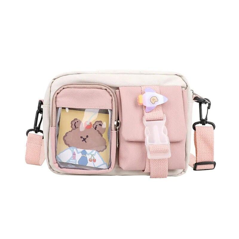 Mango Event Japanse Stijl Kawaii Tas Meisjes Student Kleine Nylon Tas Mutipockets Transparante Crossbody Tassen Vrouwen Nieuwe Schoudertas Bolsa Mujer