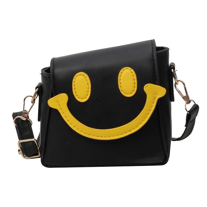 Leather bag Women Cartoon Shoulder Bag PU Leather Smile Face Coin Purse Contrast Color Fashion Satchel Bag Girls Outdoor Bag