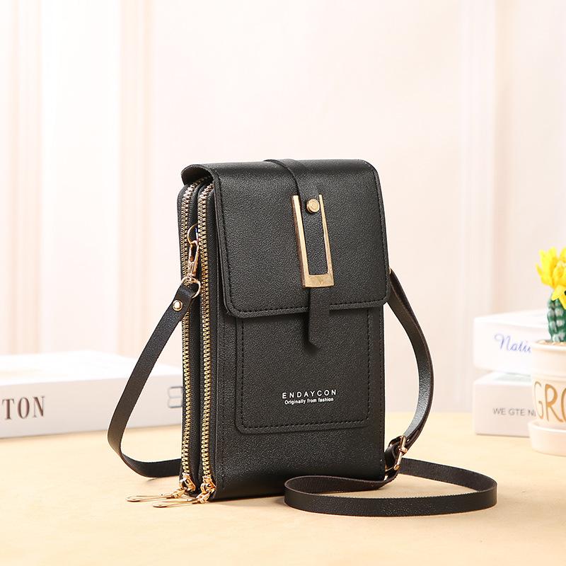 JR-Studio Damestassen Zacht lederen portefeuilles Touchscreen Mobiele telefoon Portemonnee Crossbody Schouderriem Handtas voor dames Goedkope damestassen