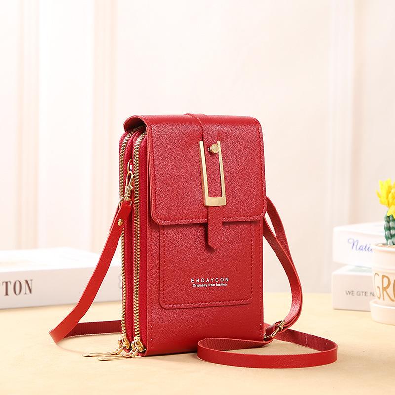JR-Studio Damestassen Zacht lederen portefeuilles Touchscreen Mobiele telefoon Portemonnee Crossbody Schouderriem Handtas voor dames Goedkope damestassen