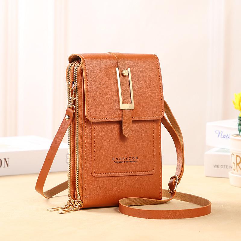 JR-Studio Damestassen Zacht lederen portefeuilles Touchscreen Mobiele telefoon Portemonnee Crossbody Schouderriem Handtas voor dames Goedkope damestassen