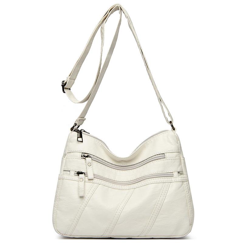 Kuluosidi Messenger Bag Mom Schoudertas Zacht Leer Dames Kleine Tas Middelbare Leeftijd en Ouderen Schoudertas wit