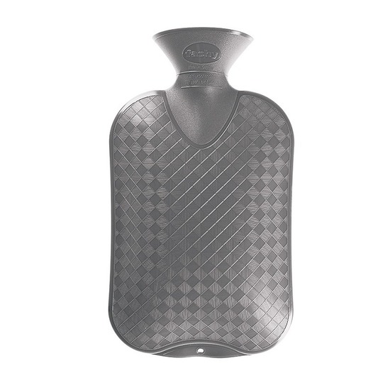 Merkloos Warmwater kruik - grijs - geribbeld - 2 liter - bedkruik -
