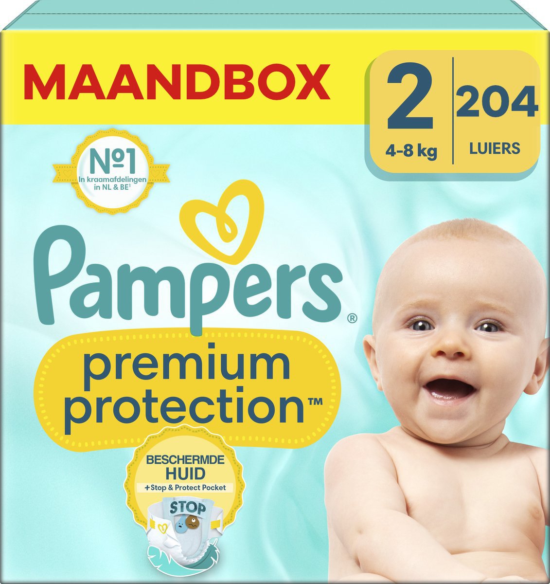 Pampers  Premium Protection - Maat 2 - Maandbox - 204 Stuks - 4-8 kg