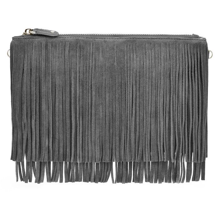 MegaCrea Pochette à franges ET chargeur de téléphone Gris