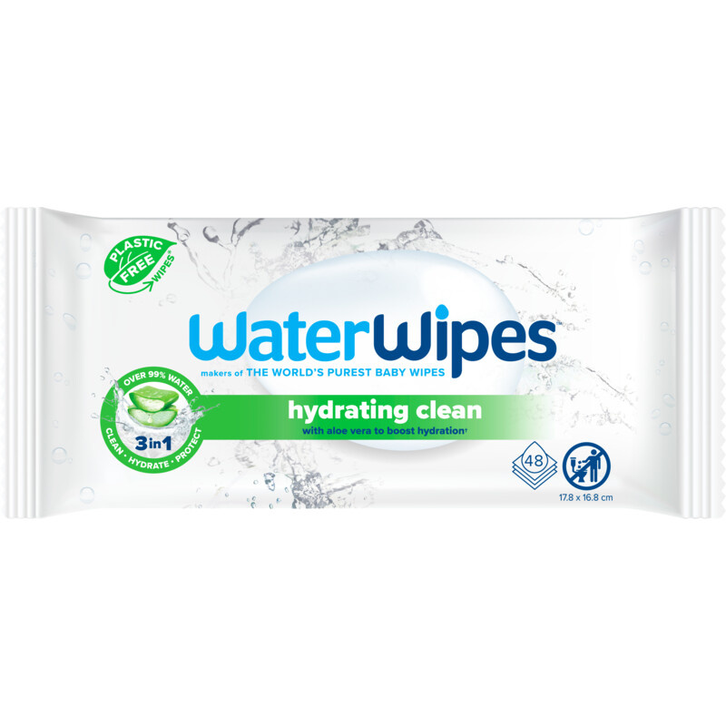 Waterwipes Hydrating Clean Billendoekjes – 1 Pack – 60 Babydoekjes met Aloe Vera