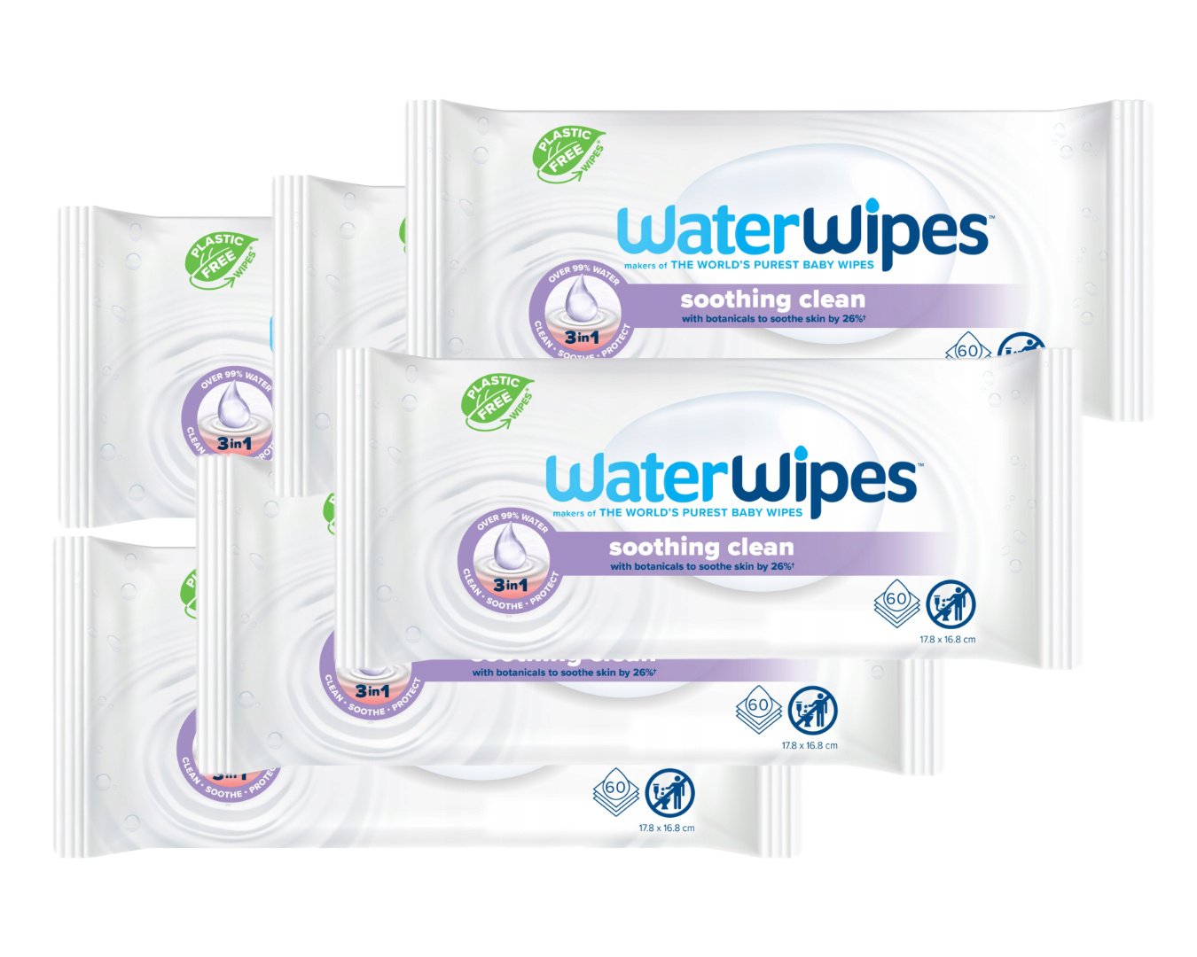 Waterwipes Soothing Clean Billendoekjes - 6 Pack - 360 doekjes