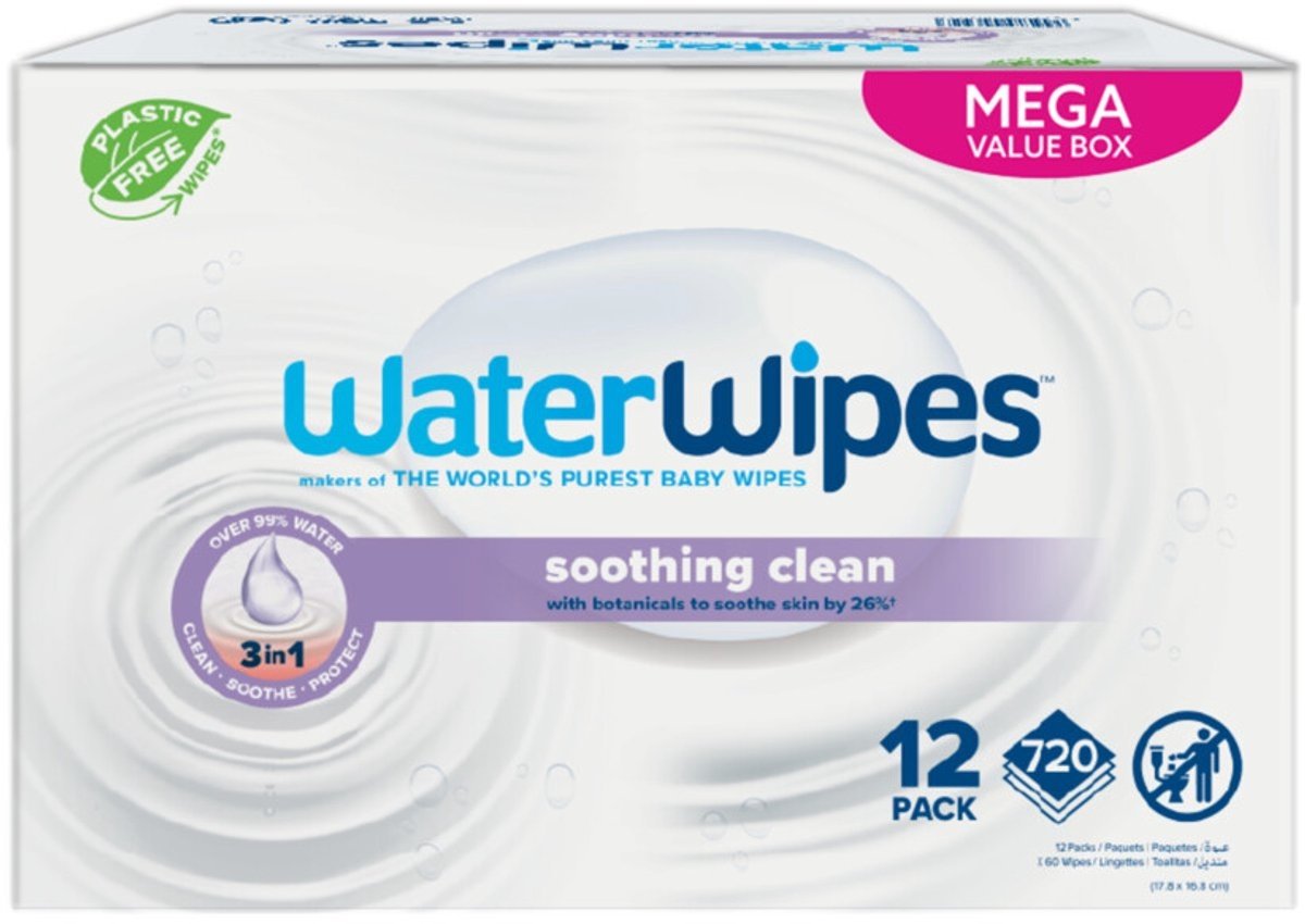 Waterwipes Soothing Clean Billendoekjes - 12 Pack - 720 doekjes