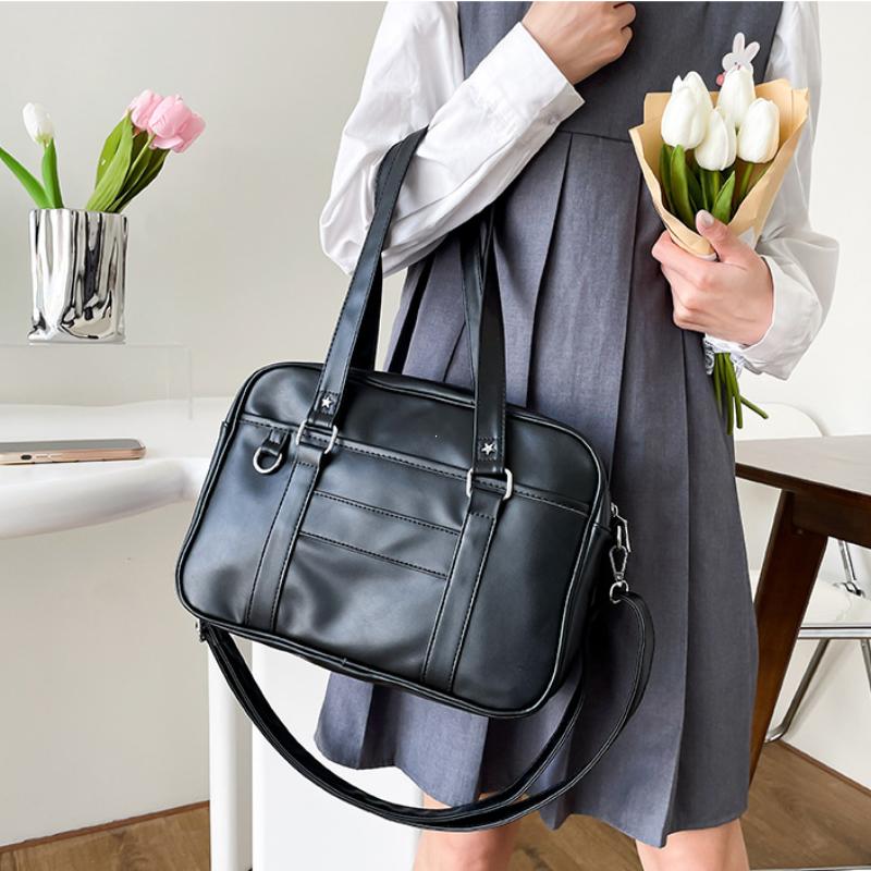 XYNN Japanse Stijl JK Tas Vrouwen Middelbare School Student Uniform Tas PU Leer Schoudertas Vrouwen Eenvoudige Handtassen Crossbody Tassen zwart