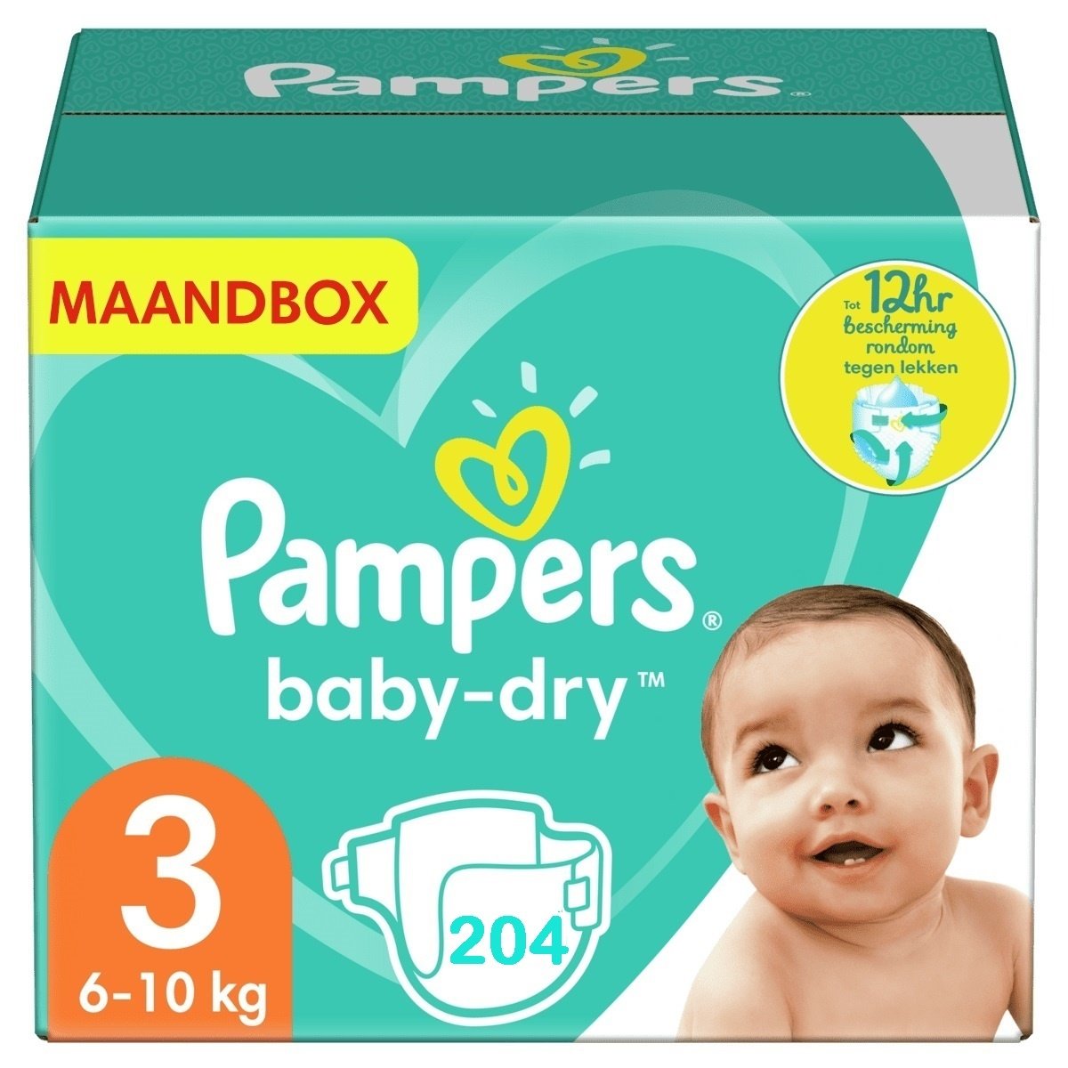 Pampers  Baby Dry - Maat 3 - Maandbox - 204 stuks - 6/10KG
