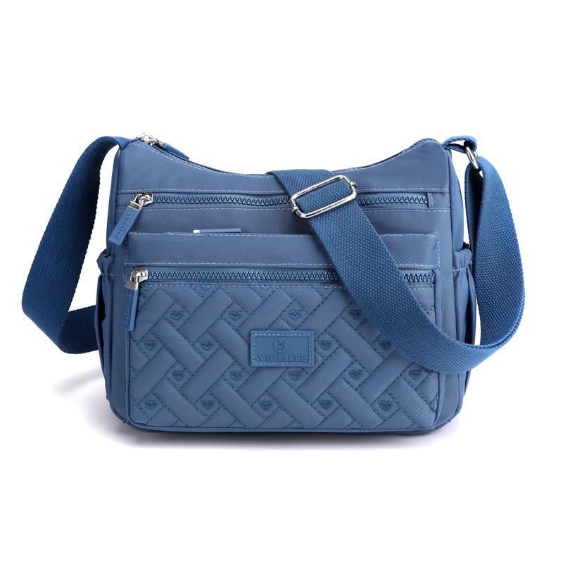 Angel Ting Schoudertas met meerdere compartimenten voor dames Creatieve diamanten borduurgaren Messenger Bag Waterafstotende nylon tas met grote capaciteit one size blauw