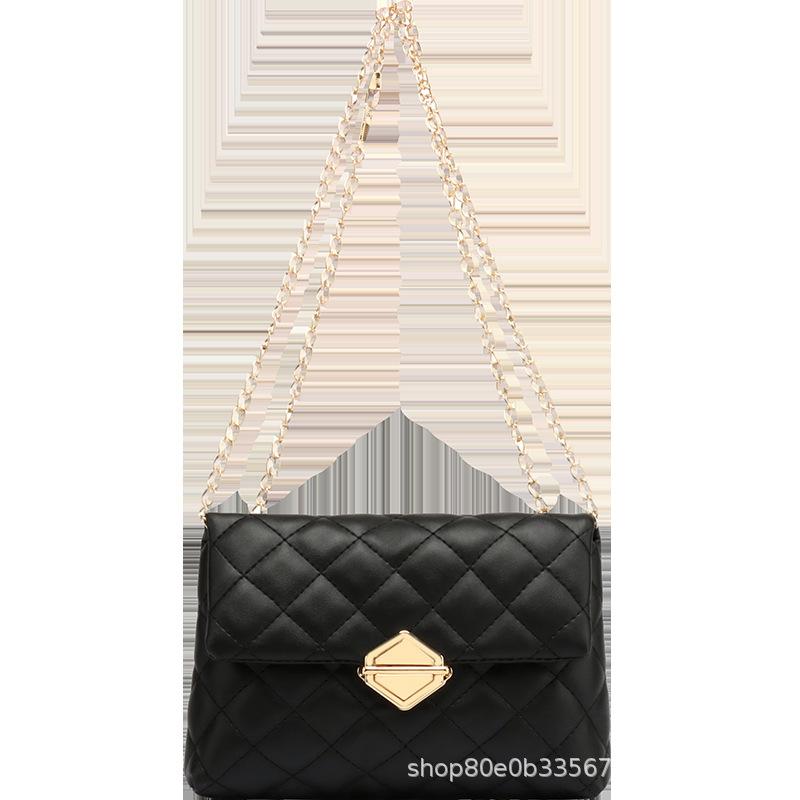 Wucifang Bags Tas Dames Koreaanse Ruit Kettingtas Dames Schoudertas Crossbodytas zwart