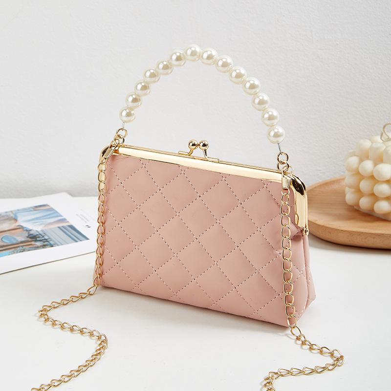 Wucifang Bags Geborduurde Parel Handtas Mode Dames Tas Diamanten Ketting Geborduurde Tas roze