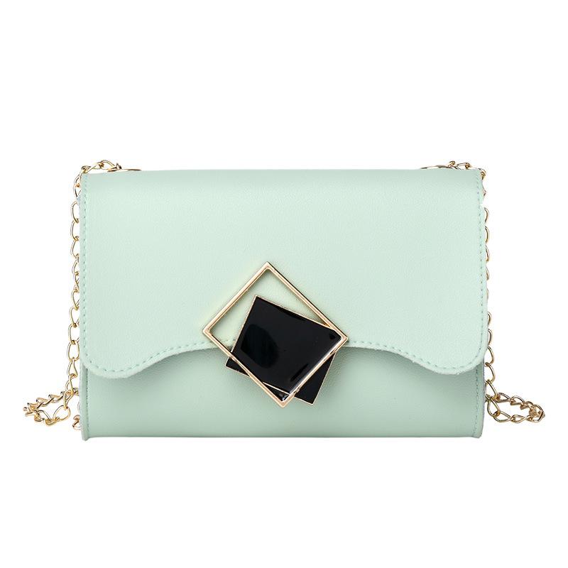 Wucifang Bags Vierkante Gesp Kleine Vierkante Tas Koreaanse Versie Dames Tas Ketting Messenger Bag groen