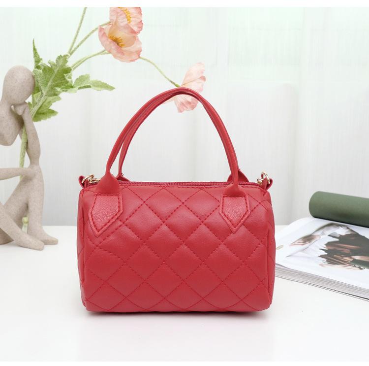 Wucifang Bags Rhombus draagbare geborduurde tas damestas dames casual messenger bag rood