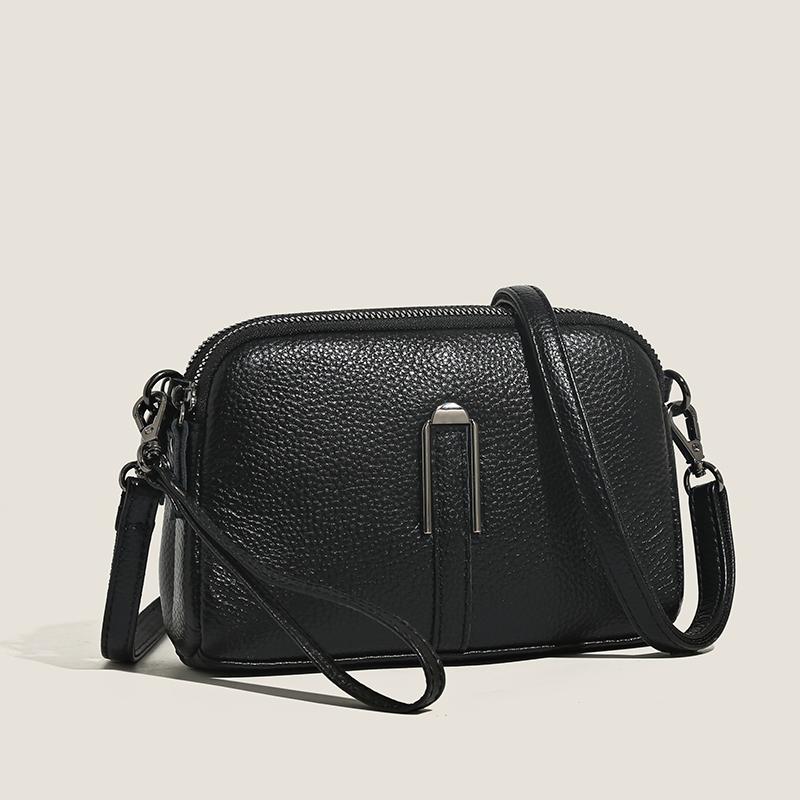 SZwatch Leren Tas Luxe Dames Crossbody Tas voor Vrouw Vrouwelijk Effen Kleur Clutch Telefoontas Schoudertas Messenger Bag zwart