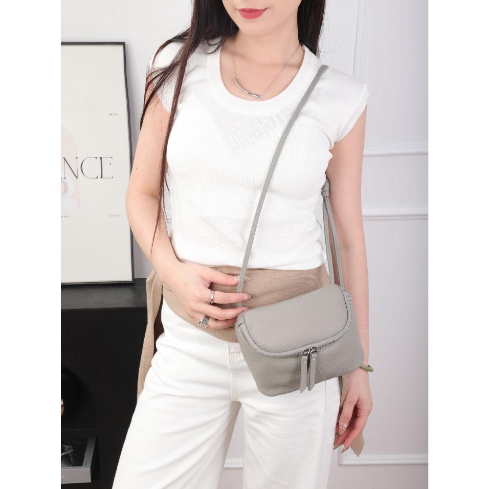 Wucifang Bags Dameshandtas van rundleer Schouder Crossbody Veelzijdig Dameshandtas Modieus Grote capaciteit Zachtleren tas Appeltas Echt leer grijze kleur