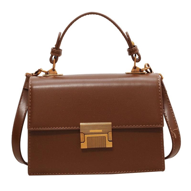 Wucifang Bags Kleine Tas Dames Nieuwe Messenger Bag Modieus Effen Kleur Draagbaar Schouder Klein Vierkant Tasje Small bruin