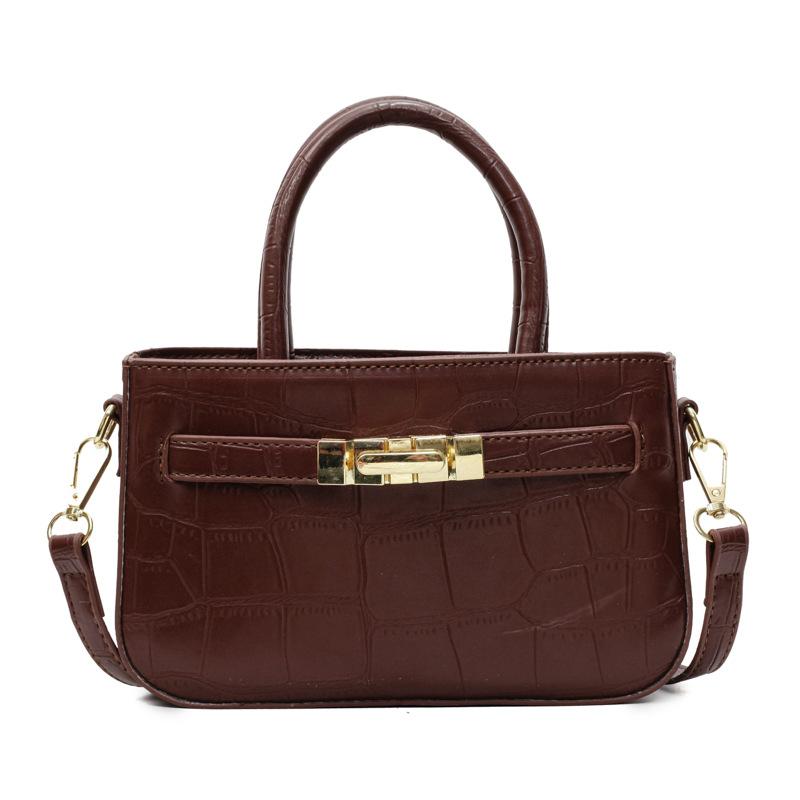 Wucifang Bags Handtas Dames Nieuwe Mode Effen Kleur Schouder Messenger Tas donkerbruine kleur