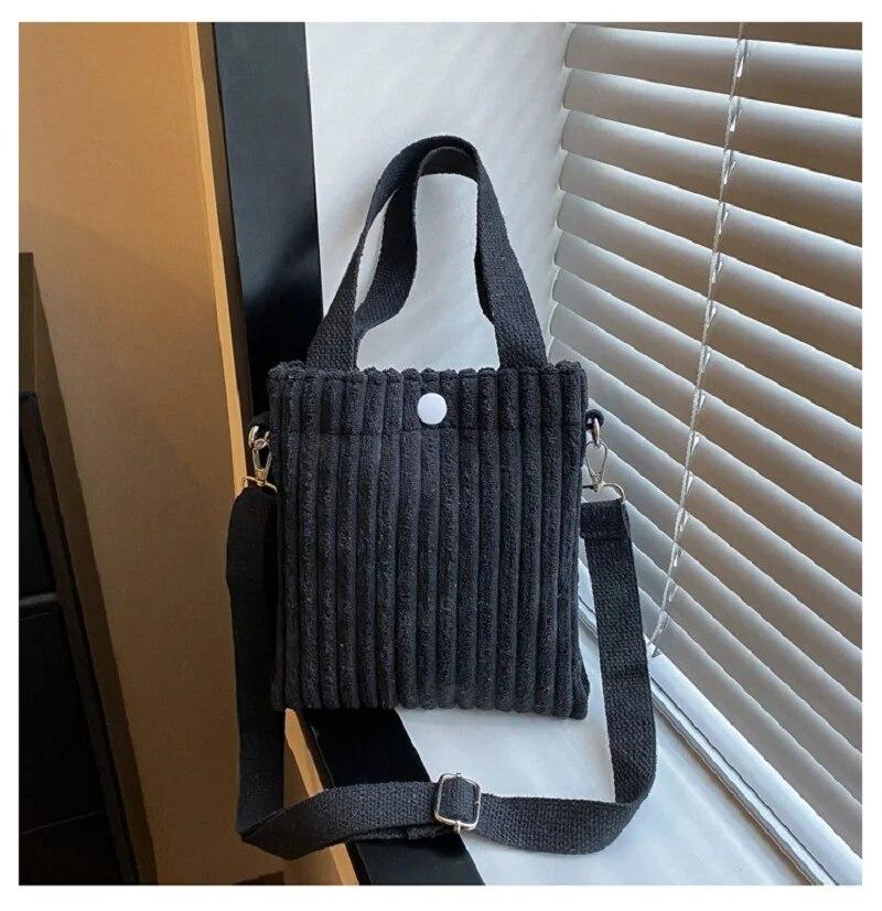 LChome Mini Tote Bag Dames Corduroy Rits Schoudertas Lente Zomer Nieuwe Mode Handtas Enkele Schoudertas Crossbody Klein One Size
