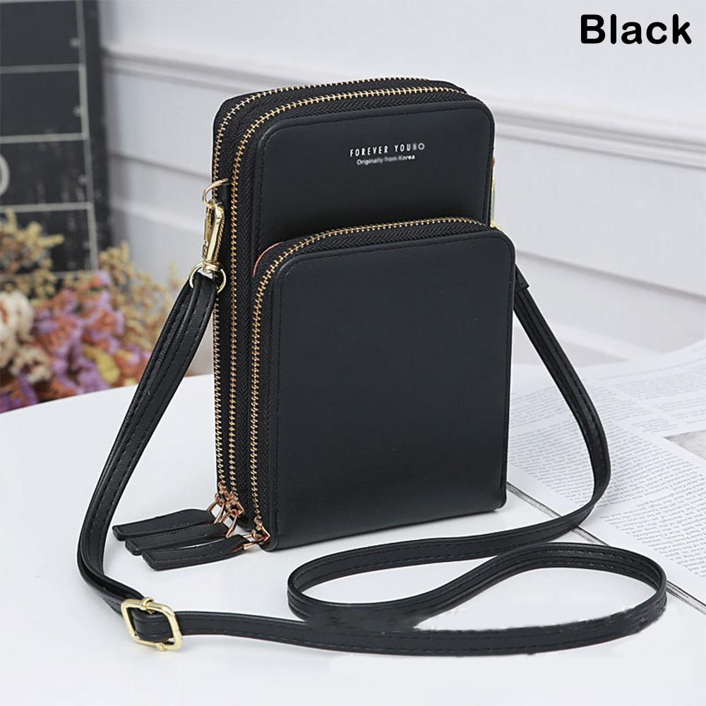 KaiTingu Mobiele telefoontas Kleine crossbodytas Mobiele telefoontas Mode Dagelijks gebruik Kaarthouder Mini-schoudertas voor dames zwart