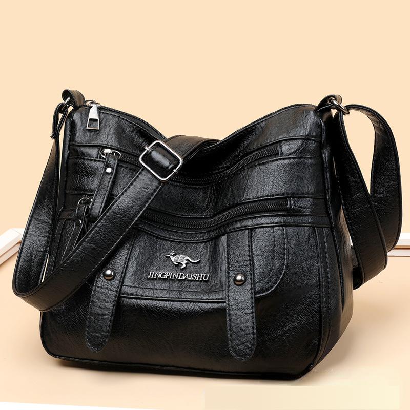 KaiTingu Middelbare leeftijd Vrouwentas Zacht leren moedertas Nieuwe modieuze schoudertas Crossbody tas Vrouwen meerlaags Grote capaciteit 24cm * 12cm * 20cm