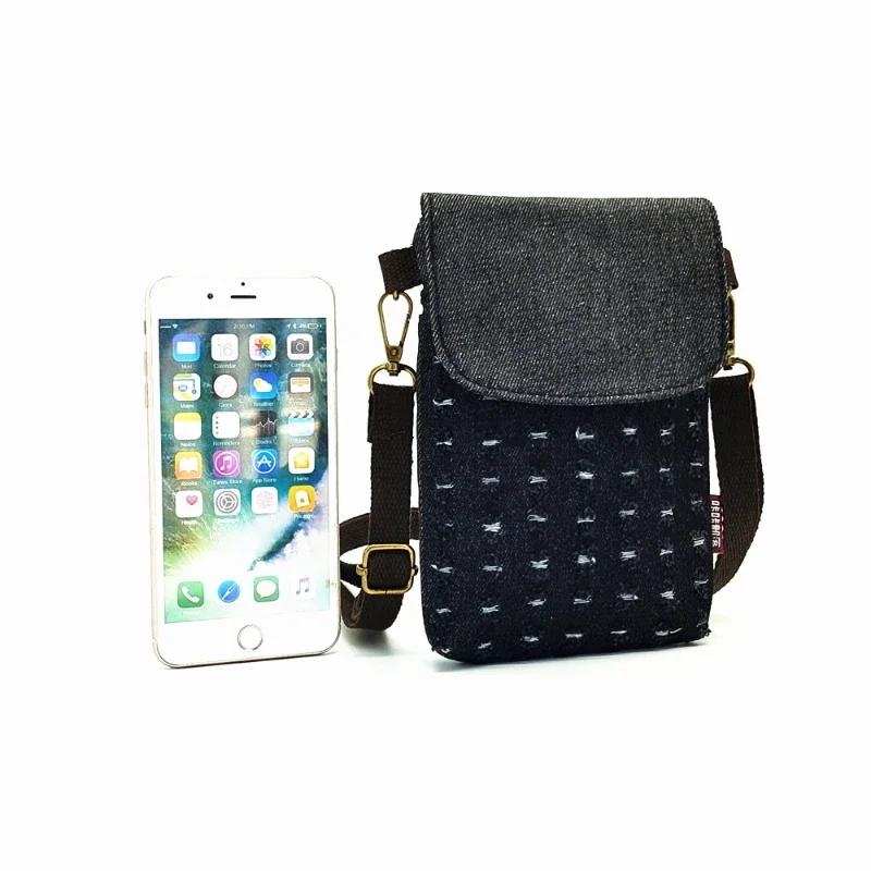 XYNN Denim 3-laags mini-messenger voor dames, mobiele telefoontas, schoudertas, portemonnee, handtas, portemonnee, damestas, draagtas