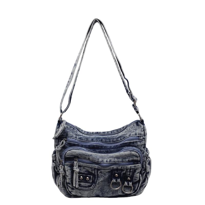 LADIES HANDBAG Vintage Denim Dames Tas met Meerdere Zakken Hand Schouder Crossbody Tas