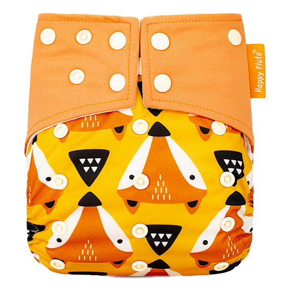 Happy Flute All-In-One charcoal luier - Vossen oranje