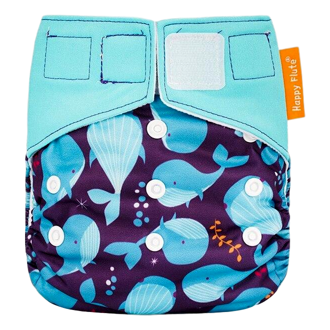 Happy Flute All-In-One klittenband luier - Walvis