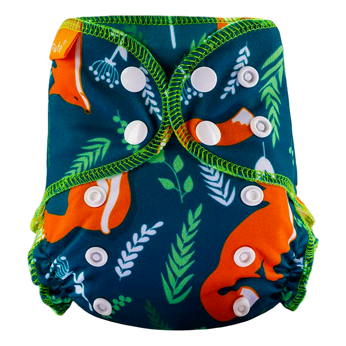 Happy Flute Newborn AIO luier - vosjes groen