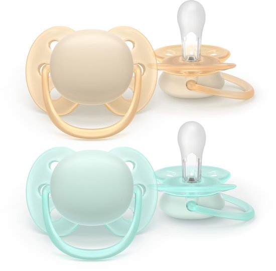 Philips Avent  Ultra Soft - Fopspeen - Geel/Blauw – 0-6 maanden – 2 stuks