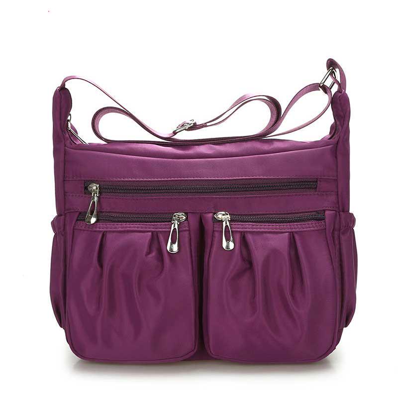 Yogodlns Casual Nylon Tas Messenger Schoudertassen Waterdichte meerlaagse tas Dames Moeder Casual tas Handtassen 26*9*20cm paars