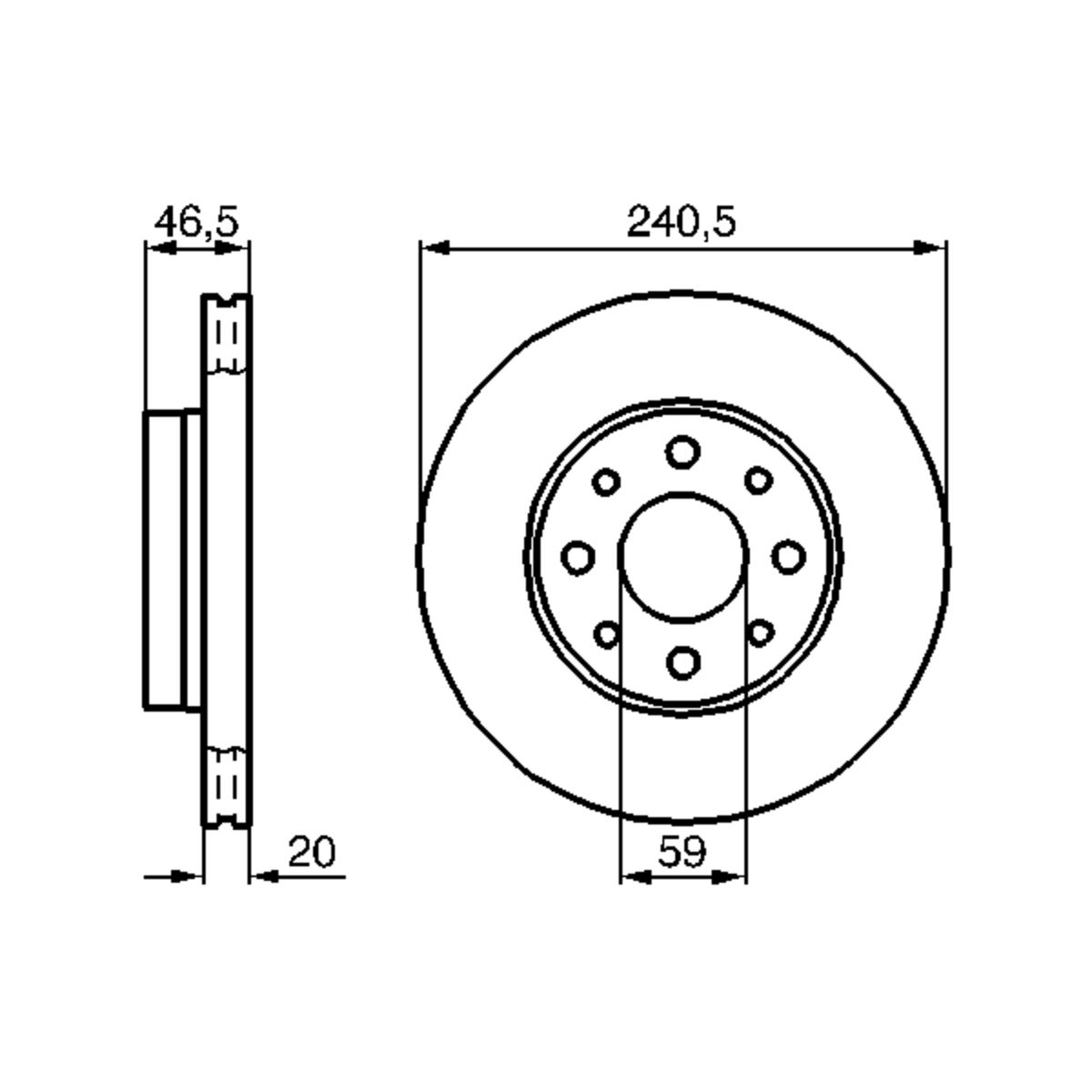 Bosch Remschijf  0 986 478 878 voorkant, geventileerd, 1 Stuk