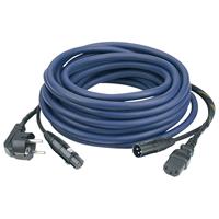 Power/Signaal kabel Schuko male - IEC female & XLR female - XLR male, 10 meter (blauw)