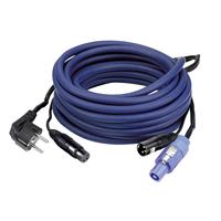 Power/Signaal kabel Schuko - Powercon & XLR female - XLR male, 10 meter