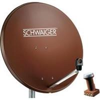 Satellietset zonder receiver Schwaiger 80 cm alu satellietschotel steenrood + Quad LNB Aantal gebruikers: 4
