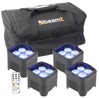 BeamZ Set van 4  BBP94 accu LED Uplights 40W p/st met tas
