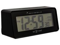 Nextime Wekker  14 x 6 cm, plastic, mat zwart, Lean Alarm Radio Controlled