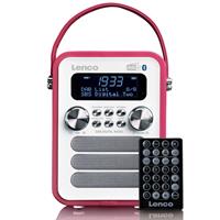 Draagbare Dab+ Fm Radio Met Bluetooth En Aux-ingang, Oplaadbare Batterij Lenco Pdr-051pkwh Wit-roze
