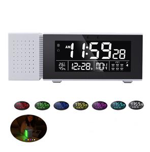 Huismerk TS-P30 Multifunctionele NachtlichtAlarm Digitale Klok met FM Radio & Temperatuur / Vochtigheid Display & IR Sensor Functie(Wit)