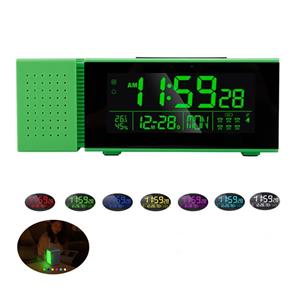 Huismerk TS-P30 Multifunctionele NachtlichtAlarm Digitale Klok met FM Radio & Temperatuur / Vochtigheid Display & IR Sensor Functie(Groen)