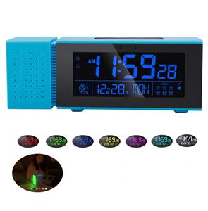 Huismerk TS-P30 Multifunctionele NachtlichtAlarm Digitale Klok met FM Radio & Temperatuur / Vochtigheid Display & IR Sensor Functie(Blauw)