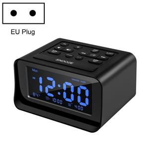 Huismerk LED digitale slaapkamer wekker met USB opladen poort klok radio temperatuur elektronische platformklok specificatie: EU-plug