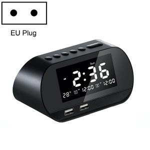 Huismerk Dual USB Charge Alarm Smart Wireless Radio LCD Temperatuurklok Specificatie: EU-plug