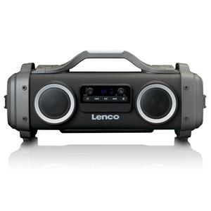 Lenco Splashproof Bluetooth Speaker Fm Radio Usb En Micro Sd Met Lichteffecten  Spr-200bk Zwart-grijs
