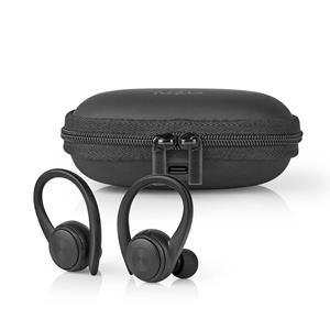 Nedis kabellose Bluetooth Kopfhörer mit Ladecase, für Sport geeignet, 4 Std Batteriespielzeit, Schwarz
