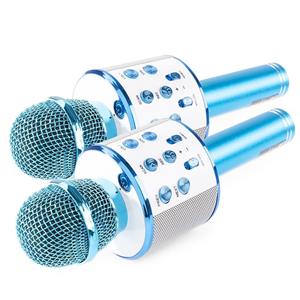 MAX Set van 2  KM01 karaoke microfoons - Blauw (2x)